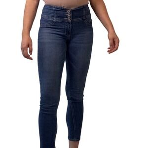 MAZY High Rise Button Fly Skinny Jeans Dark Wash Women's Size 7/8